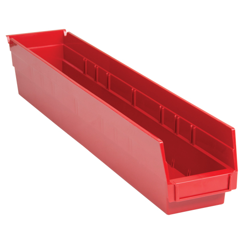 Bacs de rangement pour tablettes, 4-1/8" la x 4" H x 23-5/8" p, Rouge, Capacit&eacute; 50 lb Meunier Outillage Industriel