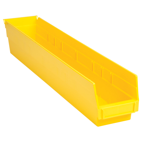 Bacs de rangement pour tablettes, 4-1/8" la x 4" H x 23-5/8" p, Jaune, Capacit&eacute; 50 lb Meunier Outillage Industriel