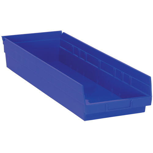 Bacs de rangement pour tablettes, 8-3/8" la x 4" H x 23-5/8" p, Bleu, Capacit&eacute; 50 lb Meunier Outillage Industriel