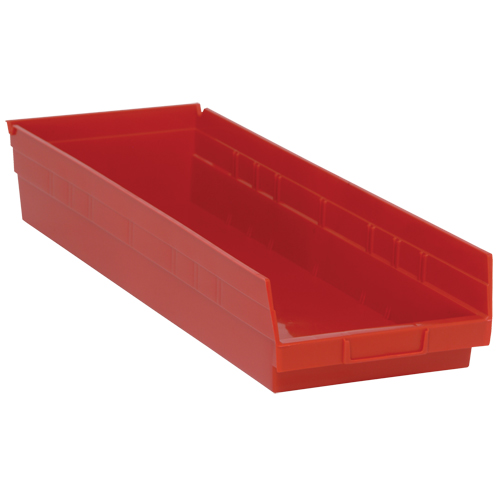 Shelf Bins, 8-3/8" W x 4" H x 23-5/8" D, Red, 50 lbs. Capacity Meunier Outillage Industriel