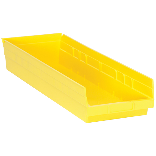 Bacs de rangement pour tablettes, 8-3/8" la x 4" H x 23-5/8" p, Jaune, Capacit&eacute; 50 lb Meunier Outillage Industriel