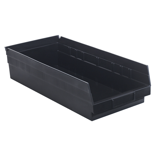 Economy Shelf Bin, 8-3/8" W x 4" H x 17-7/8" D, Black Meunier Outillage Industriel