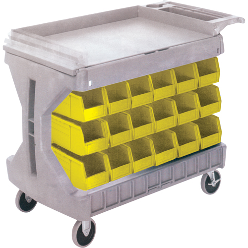 PROCART A/36 BACS JAUNE# CB101, &agrave; deux c&ocirc;t&eacute;s, 36 bacs, 45-5/18" la x 24" p x 34-3/4" h Meunier Outillage Industriel