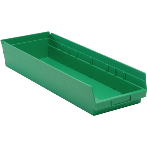 Shelf Bins, 8-3/8" W x 4" H x 23-5/8" D, Green, 50 lbs. Capacity Meunier Outillage Industriel