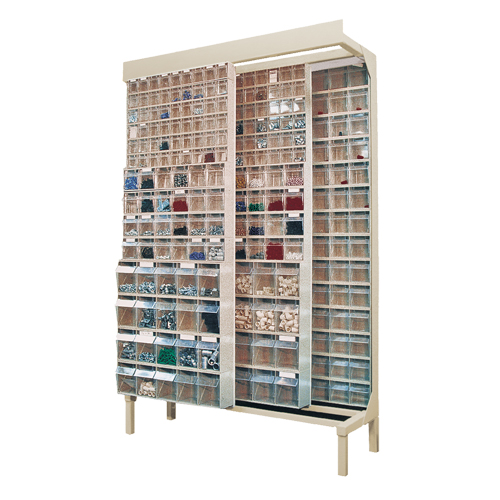 Free-Standing Tip-Out Bins Slider System, 48" W x 18" D x 77" H, 112 Drawers Meunier Outillage Industriel