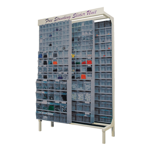 Free-Standing Tip-Out Bins Slider System, 48" W x 18" D x 77" H, 720 Drawers Meunier Outillage Industriel