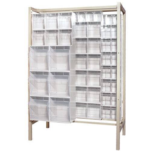Free-Standing Tip-Out Bins Slider System, 51-1/4" W x 26" D x 77" H, 101 Drawers Meunier Outillage Industriel