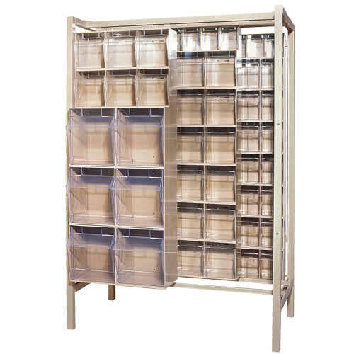 Free-Standing Tip-Out Bins Slider System, 51-1/4" W x 26" D x 77" H, 101 Drawers Meunier Outillage Industriel