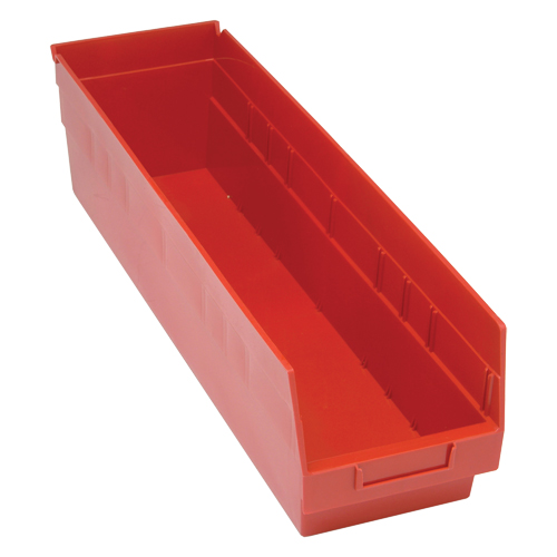 Bacs en plastique pour &eacute;tag&egrave;res Store More, 6-5/8" la x 6" H x 23-5/8" p, Rouge, Capacit&eacute; 90 lb Meunier Outillage Industriel