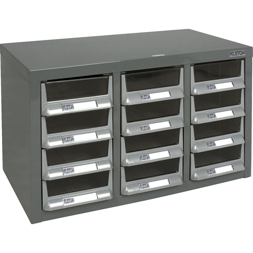 Casiers pour pi&egrave;ces KPC-100 , Acier galvanis&eacute;, 12 tiroirs, 23" x 11-2/5" x 13-4/5", Gris Meunier Outillage Industriel