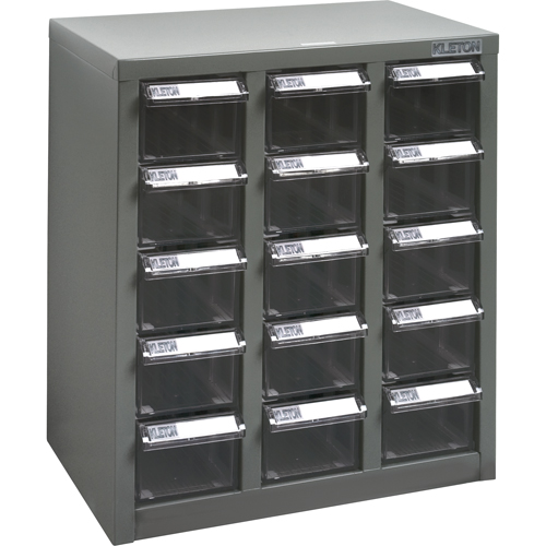 Casiers pour pi&egrave;ces KPC-500, Acier, 15 tiroirs, 14" x 8-2/3" x 16-1/3", Gris Meunier Outillage Industriel