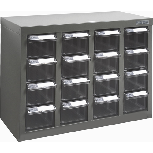 KPC-500 Parts Cabinet, Galvanized Steel, 16 Drawers, 18-3/10" x 8-7/10" x 13-4/5", Grey Meunier Outillage Industriel