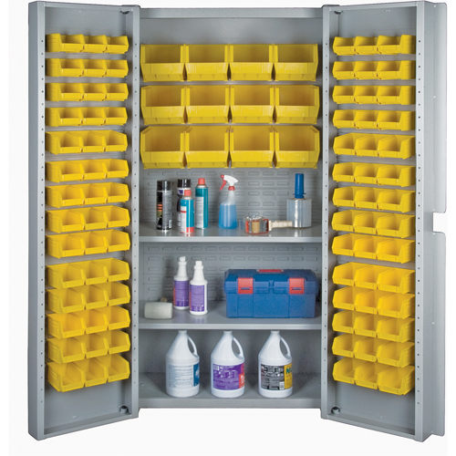 Deep Door Combination Bin Cabinets, 38" W x 24" D x 72" H, Grey Meunier Outillage Industriel