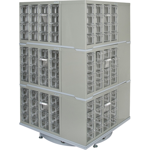 Heavy-Duty Industrial Carousel Drawer Cabinet, Steel, 192 Drawers, 27" W x 27" D x 48" H, Grey Meunier Outillage Industriel