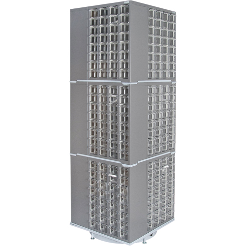 Heavy-Duty Industrial Carousel Drawer Cabinet, Steel, 384 Drawers, 27" W x 27" D x 80" H, Grey Meunier Outillage Industriel