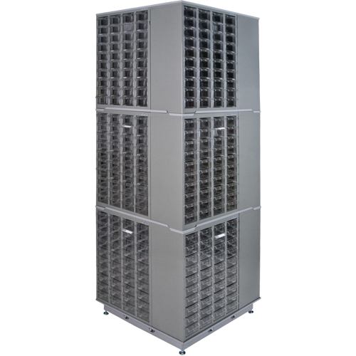Heavy-Duty Industrial Carousel Drawer Cabinet, Steel, 480 Drawers, 27" W x 27" D x 80" H, Grey Meunier Outillage Industriel