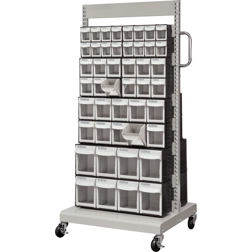 Mobile Tilt Bin Rack, Double-sided, 92 bins, 26-1/4" W x 22" D x 57-1/2" H Meunier Outillage Industriel