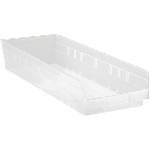 Shelf Bins, 8-3/8" W x 4" H x 23-5/8" D, Clear, 50 lbs. Capacity Meunier Outillage Industriel