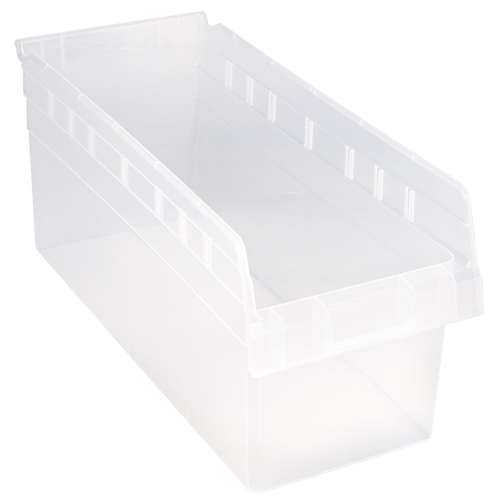 Store-Max Shelf Bins, 8-3/8" W x 8" H x 17-7/8" D, Clear, 56 lbs. Capacity Meunier Outillage Industriel