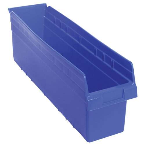 Store-Max Shelf Bins, 6-5/8" W x 8" H x 23-5/8" D, Blue, 68 lbs. Capacity Meunier Outillage Industriel