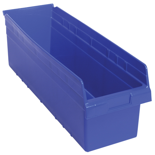 Store-Max Shelf Bins, 8-3/8" W x 8" H x 23-5/8" D, Blue, 68 lbs. Capacity Meunier Outillage Industriel