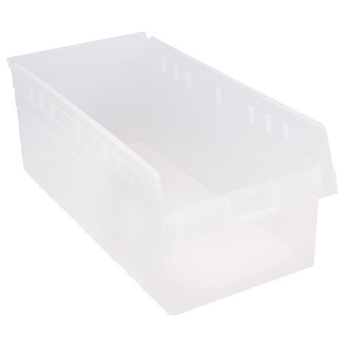 Store-Max Shelf Bins, 11-1/8" W x 8" H x 23-5/8" D, Clear, 68 lbs. Capacity Meunier Outillage Industriel