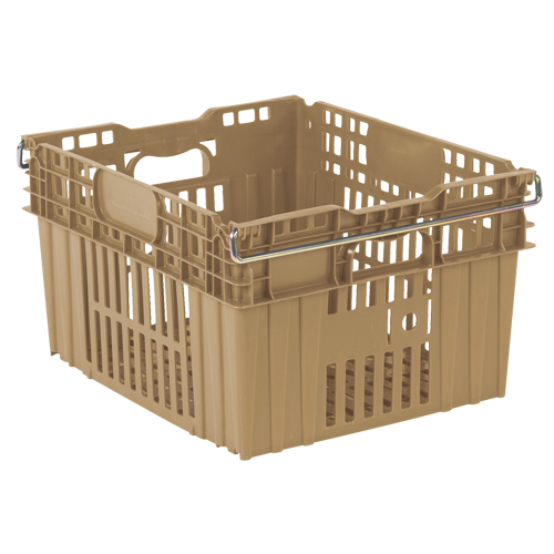 Agricultural Plastic Stack-N-Nest Container, 20" x 24" x 13.4", Beige Meunier Outillage Industriel