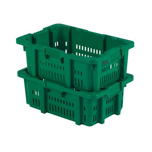 Food Handling Plastic Stack-N-Nest Container, 16" x 23.9" x 8.8", Green Meunier Outillage Industriel