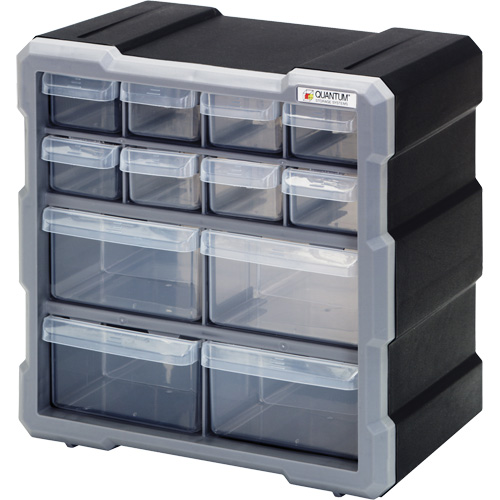 Armoire &agrave; tiroir, Plastique, 12 tiroirs, 10-1/2" x 6-1/4" x 10-1/4", Noir Meunier Outillage Industriel