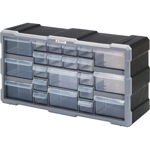 Drawer Cabinet, Plastic, 22 Drawers, 19-1/2" x 6-1/4" x 10", Black Meunier Outillage Industriel