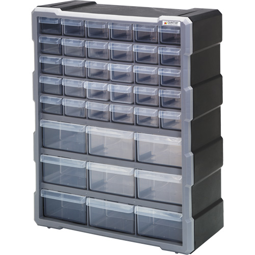 Drawer Cabinet, Plastic, 39 Drawers, 15" x 6-1/4" x 18-3/4", Black Meunier Outillage Industriel