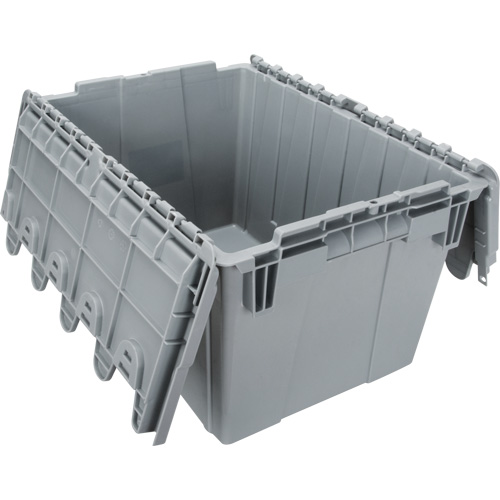 Contenant de distribution en plastique avec dessus basculant, 21,65" x 15,5" x 12,5", Gris Meunier Outillage Industriel