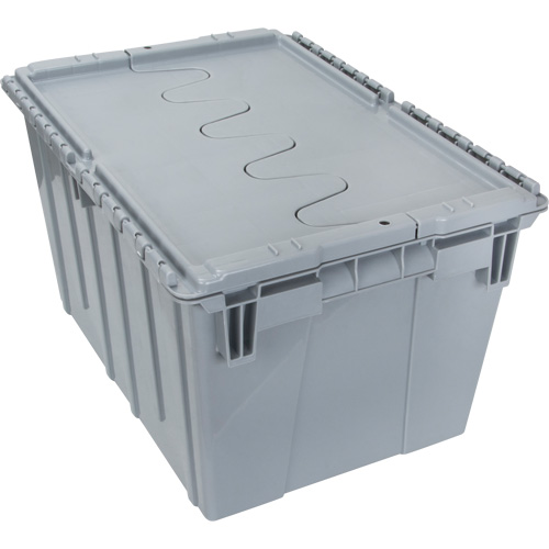 Contenant de distribution en plastique avec dessus basculant, 21,65" x 15,5" x 12,5", Gris Meunier Outillage Industriel