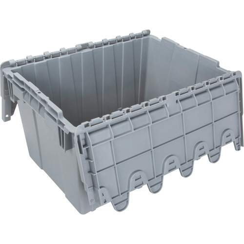 Contenant de distribution en plastique avec dessus basculant, 21,65" x 15,5" x 12,5", Gris Meunier Outillage Industriel