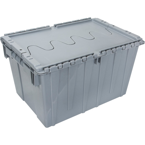 Contenant de distribution en plastique avec dessus basculant, 21,65" x 15,5" x 12,5", Gris Meunier Outillage Industriel