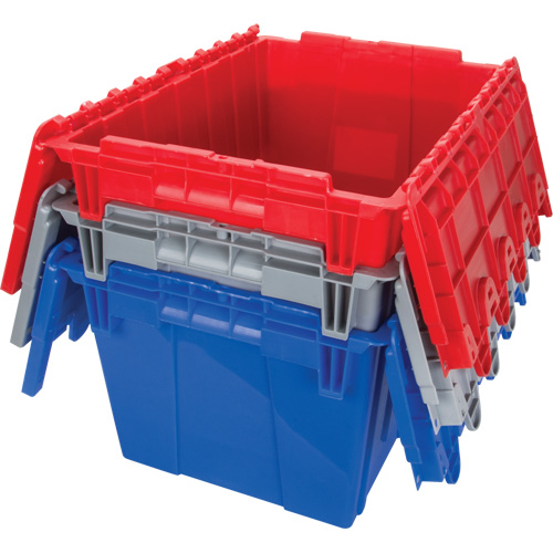 Contenant de distribution en plastique avec dessus basculant, 21,65" x 15,5" x 12,5", Gris Meunier Outillage Industriel