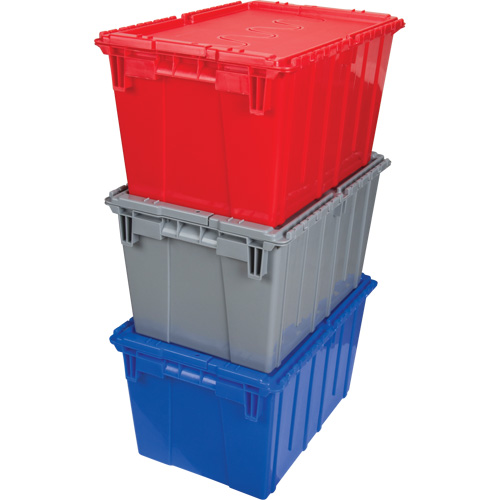 Contenant de distribution en plastique avec dessus basculant, 21,65" x 15,5" x 12,5", Gris Meunier Outillage Industriel