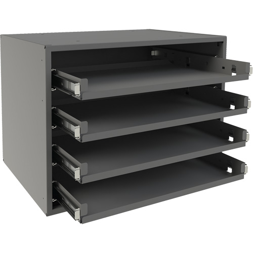 Support &agrave; petit roulement, Acier, 4 compartiments, 15-9/16" la x 11-7/8" p, 11-5/16" h, Gris Meunier Outillage Industriel