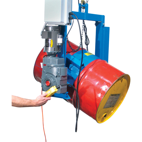Power Drum Tilter - 1 Phase/115V, 55 US gal. (45 Imperial Gal.) Drum Size, 1500 lbs./680 kg. Cap. Meunier Outillage Industriel