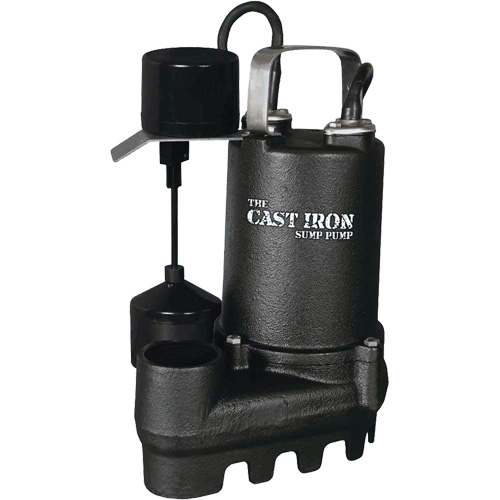 Pompe de puisard submersible en fonte avec interrupteur &agrave; flotteur vertical, 67 gal./min, 33 V, 5 A, 1/3 CV Meunier Outillage Industriel