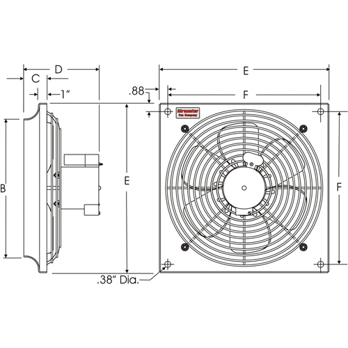 Ventilateurs muraux d'usage g&eacute;n&eacute;ral, Commercial, 2 vitesses, Diam&egrave;tre de 12" Meunier Outillage Industriel
