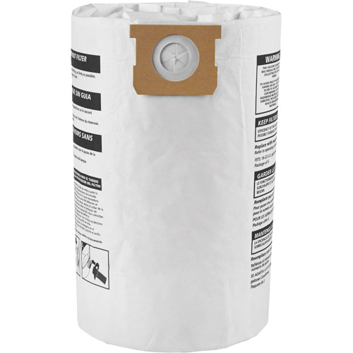 Sacs filtrants pour d&eacute;bris secs jetables de type G, 15 - 22 gal US Meunier Outillage Industriel