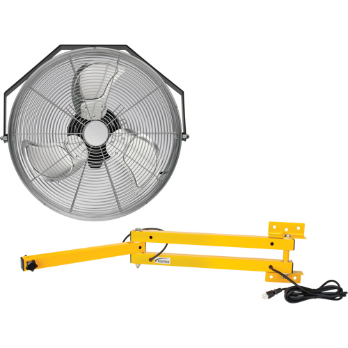 Trousse de ventilateur pour poste de travail industriel avec bras double verrouillable, Dia 18", 3 vitesses Meunier Outillage Industriel