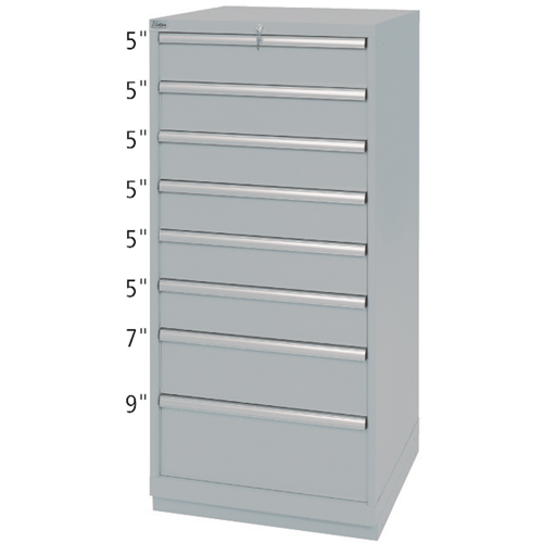Drawer Cabinets, 8 Drawers, 28-1/4" W x 28-1/2" D x 59-1/2" H, Grey Meunier Outillage Industriel