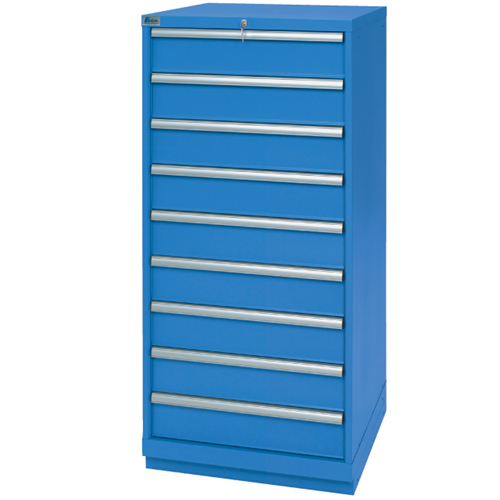 Drawer Cabinets, 9 Drawers, 28-1/4" W x 28-1/2" D x 59-1/2" H, Bright blue Meunier Outillage Industriel