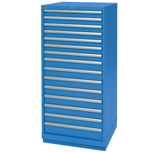 Drawer Cabinets, 15 Drawers, 28-1/4" W x 28-1/2" D x 59-1/2" H, Bright blue Meunier Outillage Industriel