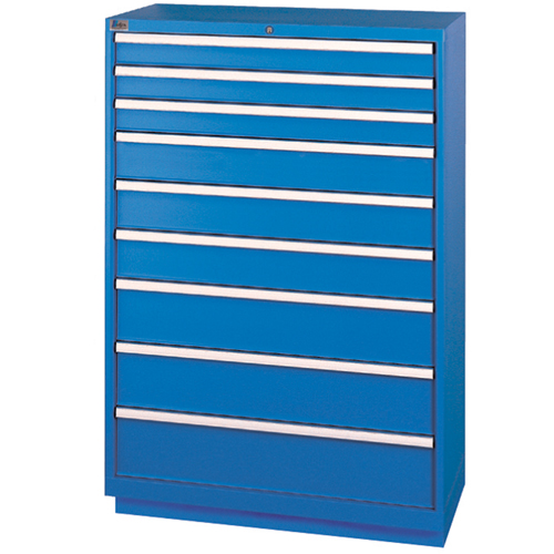 Drawer Cabinets, 9 Drawers, 40-1/4" W x 22-1/2" D x 59-1/2" H, Bright blue Meunier Outillage Industriel