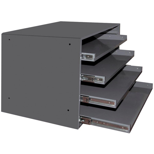 Casiers pour boîtes &agrave; compartiments, Acier, 4 compartiments, 20" la x 15-3/4" p, 15" h, Gris Meunier Outillage Industriel