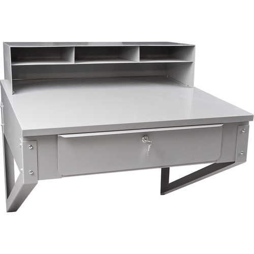 Wall-Mounted Shop Desk, 34-1/2" W x 28" D x 31" H, Grey Meunier Outillage Industriel