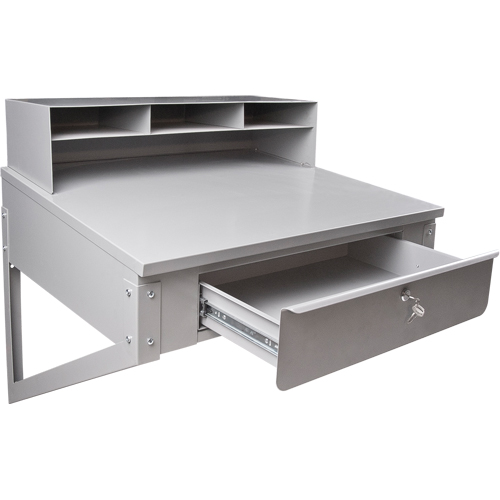 Wall-Mounted Shop Desk, 34-1/2" W x 28" D x 31" H, Grey Meunier Outillage Industriel